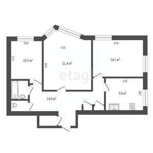 3-к квартира, вторичка, 76м2, 3/9 этаж