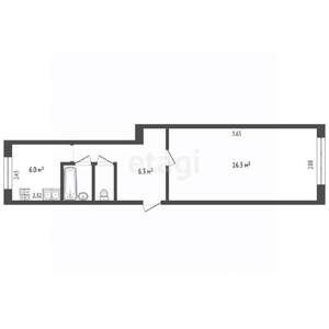 1-к квартира, вторичка, 33м2, 1/9 этаж