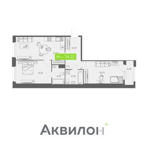 2-к квартира, вторичка, 74м2, 3/11 этаж