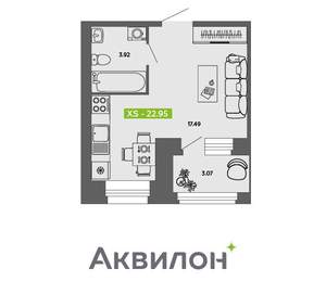 Студия квартира, вторичка, 23м2, 6/11 этаж