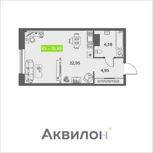 Студия квартира, вторичка, 32м2, 9/16 этаж
