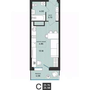 Студия квартира, вторичка, 27м2, 11/13 этаж