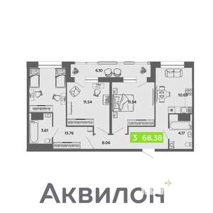 3-к квартира, вторичка, 68м2, 5/16 этаж