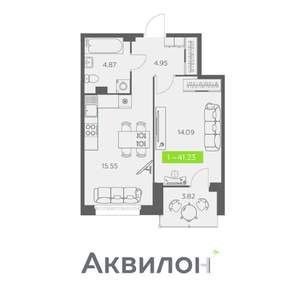 1-к квартира, вторичка, 41м2, 9/11 этаж