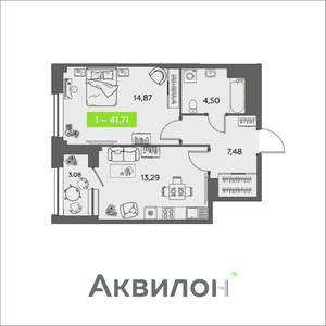 1-к квартира, вторичка, 42м2, 11/16 этаж