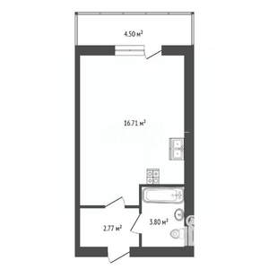 Студия квартира, вторичка, 25м2, 2/11 этаж