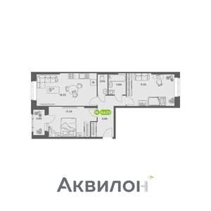 2-к квартира, вторичка, 64м2, 2/16 этаж