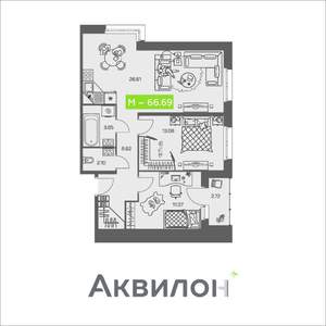 2-к квартира, вторичка, 67м2, 1/8 этаж