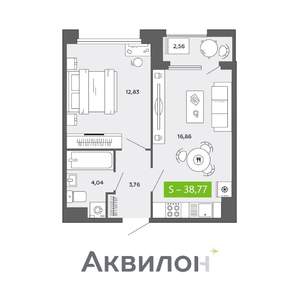 1-к квартира, сданный дом, 39м2, 16/16 этаж
