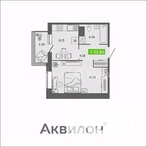 1-к квартира, вторичка, 33м2, 8/16 этаж