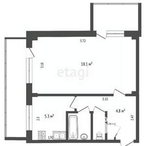 1-к квартира, вторичка, 32м2, 6/9 этаж