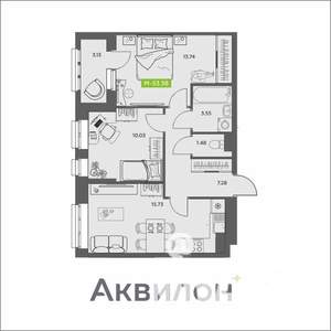 2-к квартира, вторичка, 53м2, 16/16 этаж