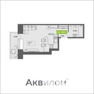 Студия квартира, вторичка, 28м2, 6/11 этаж