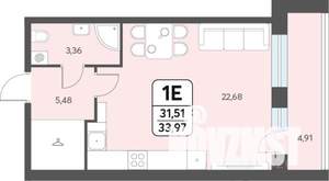 Студия квартира, строящийся дом, 34м2, 1/12 этаж