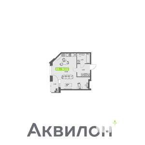 Студия квартира, строящийся дом, 37м2, 1/8 этаж