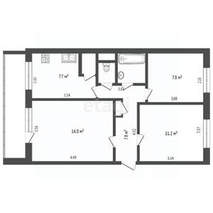 3-к квартира, вторичка, 55м2, 2/5 этаж