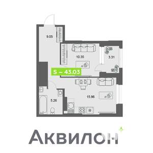 1-к квартира, вторичка, 43м2, 8/32 этаж