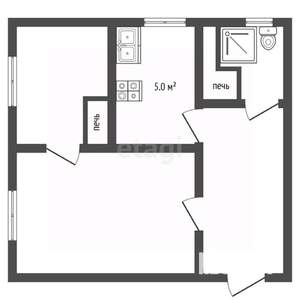 2-к квартира, вторичка, 39м2, 2/2 этаж