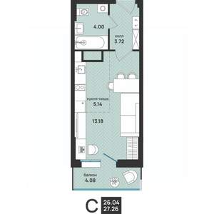 Студия квартира, вторичка, 27м2, 3/13 этаж