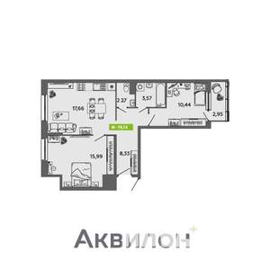 2-к квартира, вторичка, 60м2, 9/16 этаж
