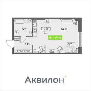 Студия квартира, вторичка, 34м2, 2/16 этаж