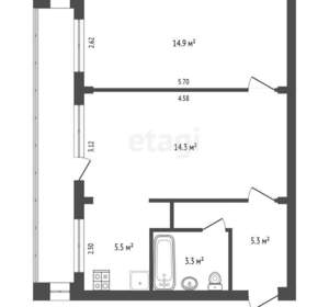 2-к квартира, вторичка, 46м2, 8/9 этаж