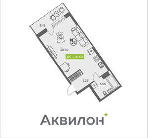 Студия квартира, вторичка, 41м2, 8/8 этаж
