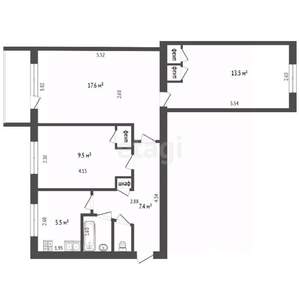 3-к квартира, вторичка, 59м2, 3/5 этаж