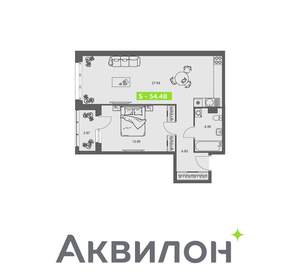 1-к квартира, вторичка, 54м2, 6/8 этаж