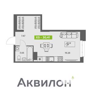 Студия квартира, вторичка, 30м2, 4/16 этаж