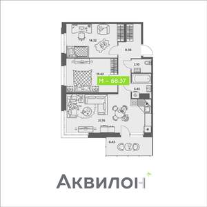 2-к квартира, сданный дом, 68м2, 4/8 этаж