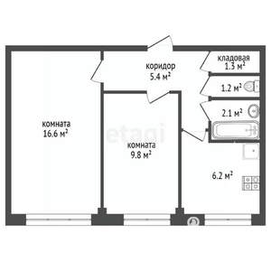 2-к квартира, вторичка, 43м2, 4/9 этаж
