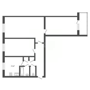 3-к квартира, вторичка, 57м2, 1/9 этаж