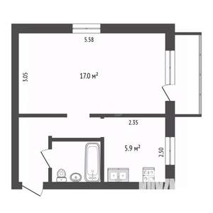 1-к квартира, вторичка, 30м2, 2/5 этаж