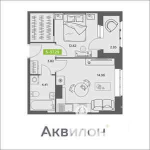 1-к квартира, вторичка, 37м2, 7/16 этаж