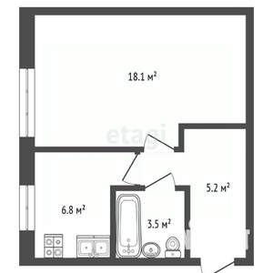 1-к квартира, вторичка, 34м2, 1/9 этаж