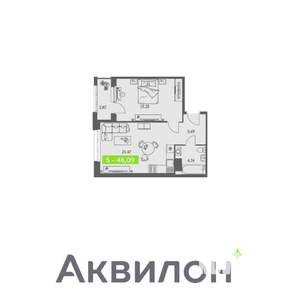 1-к квартира, вторичка, 46м2, 10/11 этаж