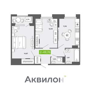 2-к квартира, вторичка, 50м2, 15/16 этаж