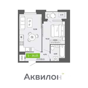 1-к квартира, вторичка, 36м2, 8/16 этаж