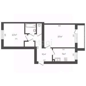 2-к квартира, вторичка, 52м2, 2/5 этаж