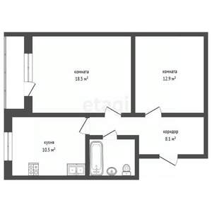 2-к квартира, вторичка, 54м2, 3/4 этаж