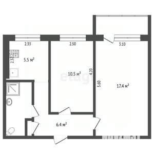 2-к квартира, вторичка, 45м2, 4/5 этаж
