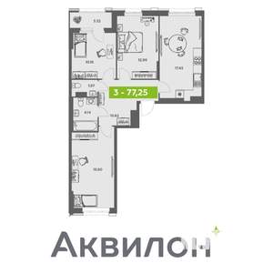 3-к квартира, вторичка, 77м2, 14/16 этаж
