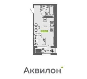 Студия квартира, вторичка, 26м2, 14/16 этаж