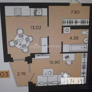 1-к квартира, вторичка, 41м2, 6/9 этаж