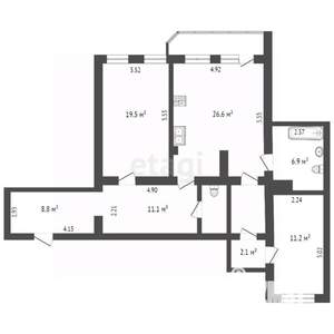 2-к квартира, вторичка, 94м2, 2/3 этаж