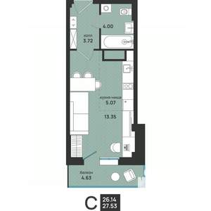 Студия квартира, вторичка, 28м2, 7/13 этаж