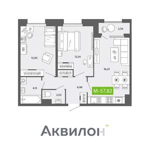 2-к квартира, вторичка, 58м2, 13/16 этаж