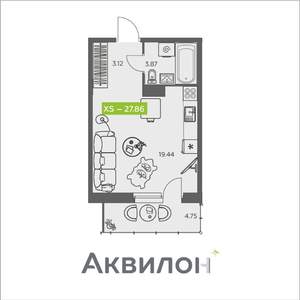 Студия квартира, вторичка, 28м2, 8/8 этаж