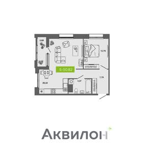1-к квартира, вторичка, 51м2, 2/10 этаж